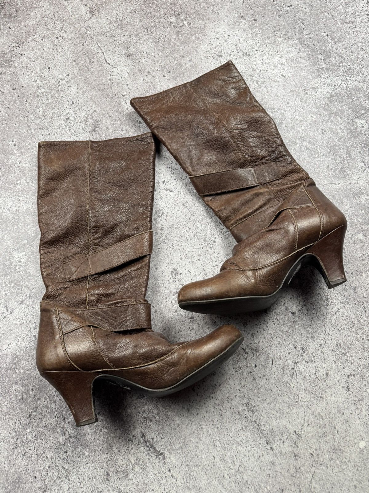 If Six Was Nine Vintage Italian AS98 Heel Leather Biker Boots In Brown Size US 7 / IT 37 - 4 Thumbnail