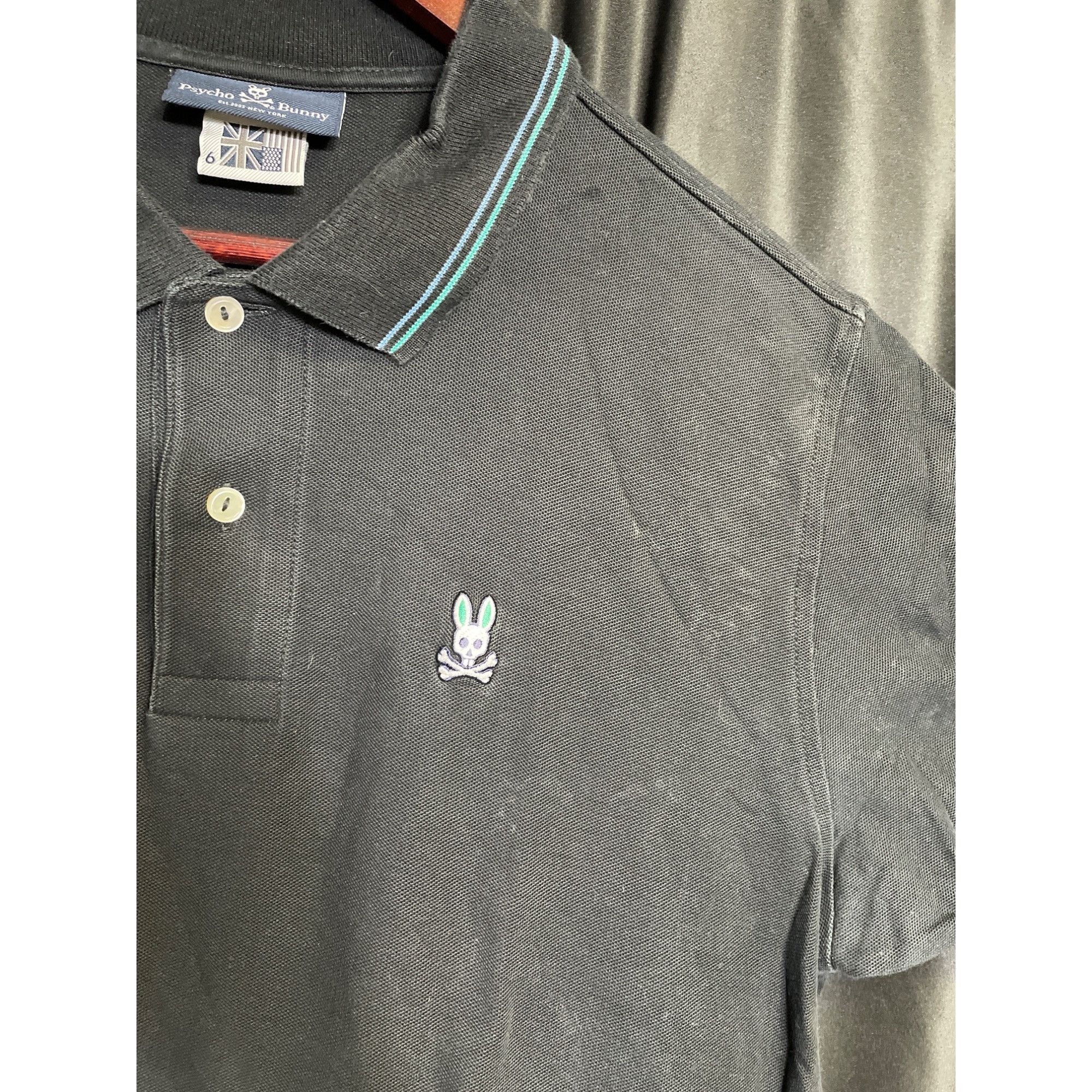 Psycho Bunny Psycho Bunny Mens Black Polo Shirt Size 6UK / LUS Pima Cotto Size US L / EU 52-54 / 3 - 4 Thumbnail