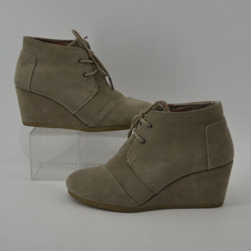 Toms Women’s Taupe Suede Wedge Booties Lace-Up Ankle Boots Size 8 Size US 8 / IT 38 - 7 Thumbnail