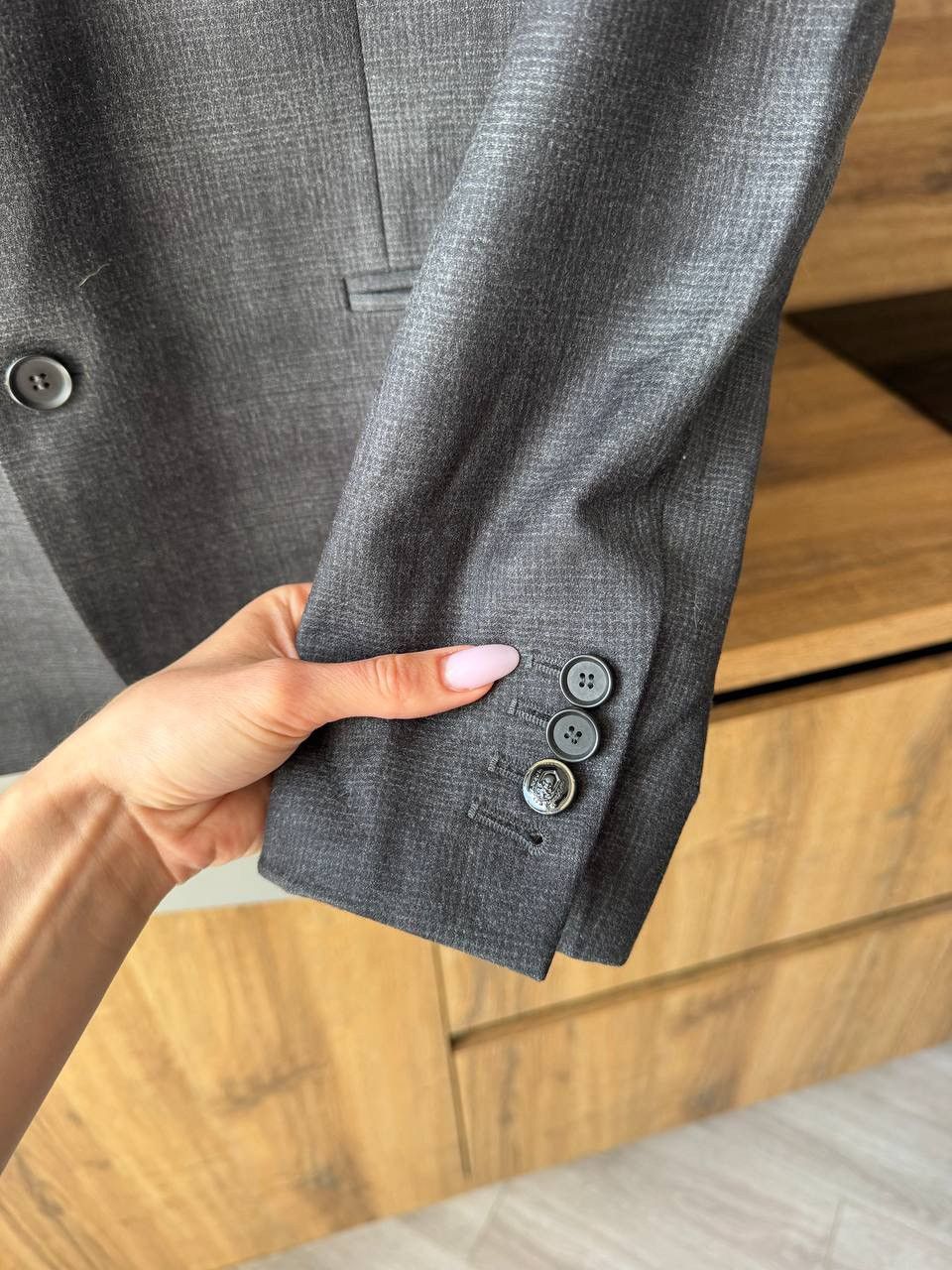 The Kooples The Kooples Fitted Check Blazer Gray Wool Size 50 Size 50S - 5 Thumbnail
