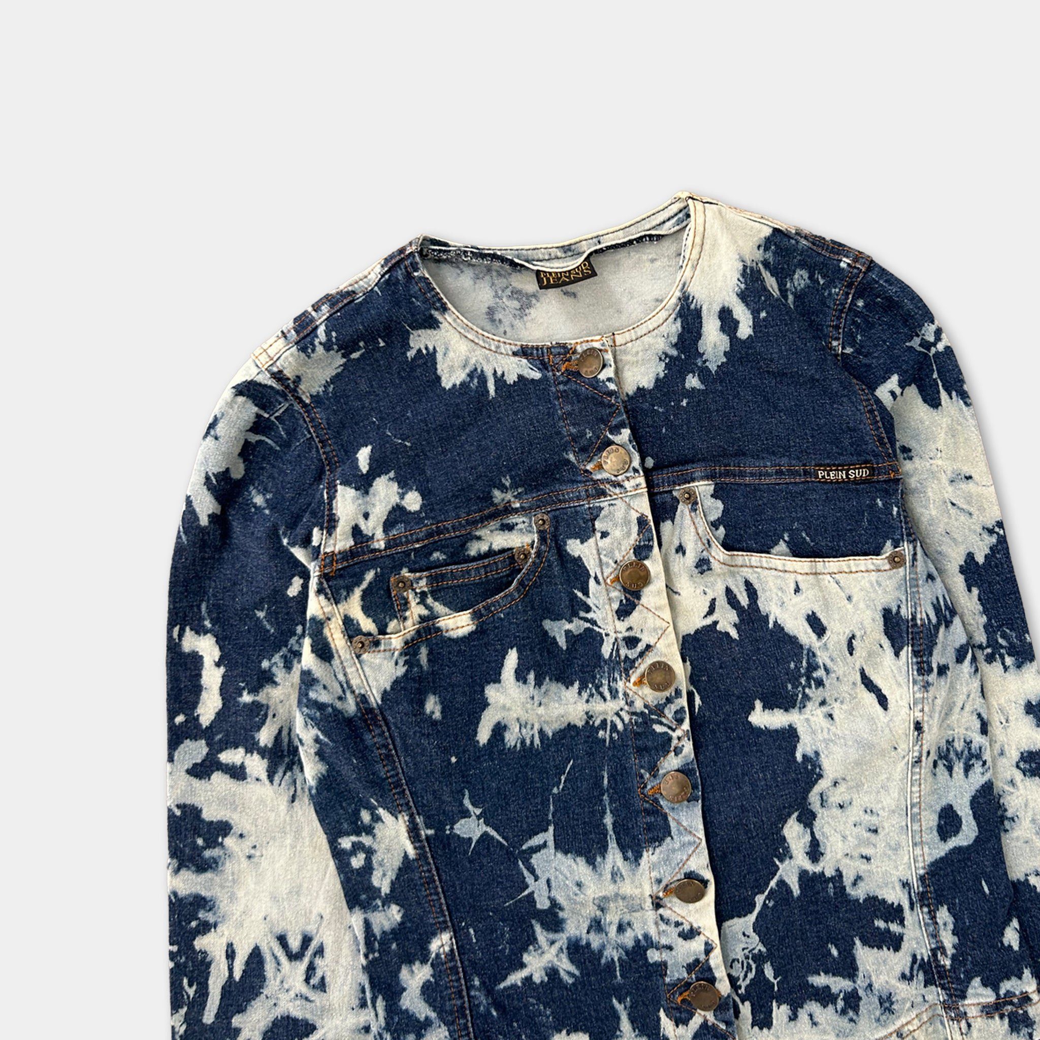 plein sud Plein Sud Tie-Dye Denim Jacket Size S / US 4 / IT 40 - 2 Thumbnail