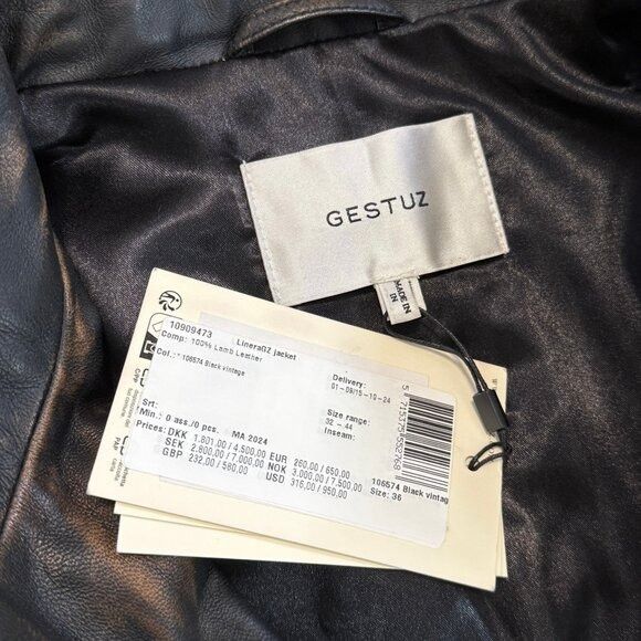 Gestuz GESTUZ Lineragz Lamb Leather Jacket Black Brown $1469 N Size XS / US 0-2 / IT 36-38 - 7 Thumbnail