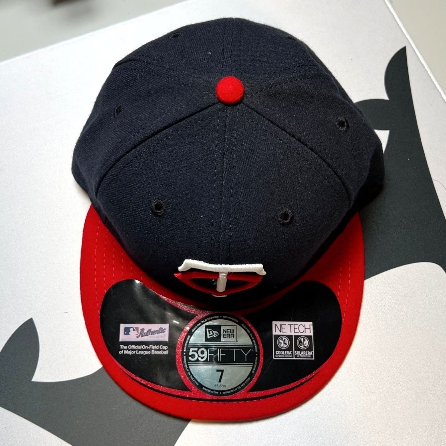 New Era New Era 59FIFTY Hat Mens 7 Navy Red Minnesota Twins MLB Authentic Fitted Cap Size ONE SIZE - 7 Thumbnail