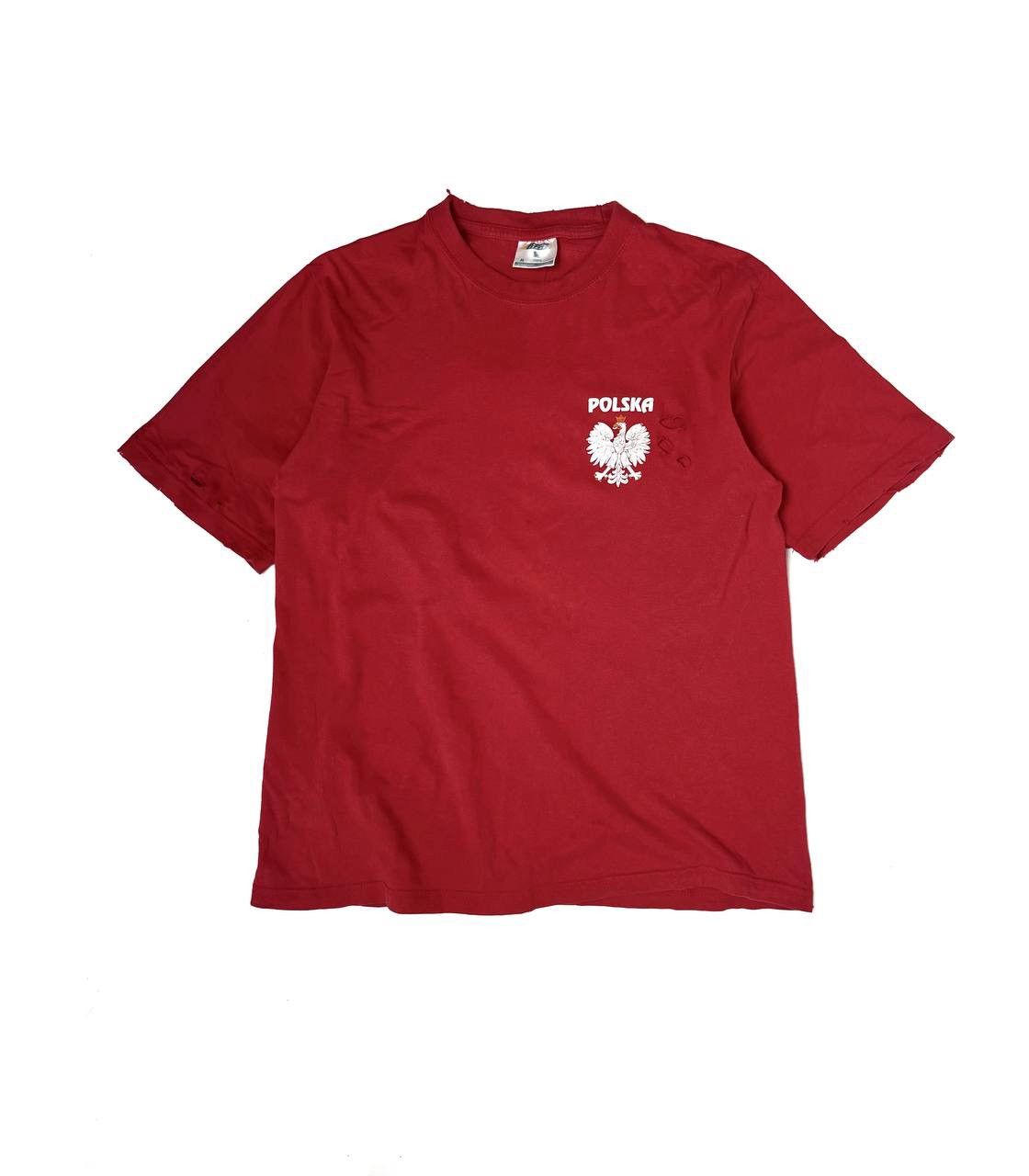 Vintage Vintage Polska Poland Distressed Trashed Red Tee Size US M / EU 48-50 / 2 - 1 Thumbnail