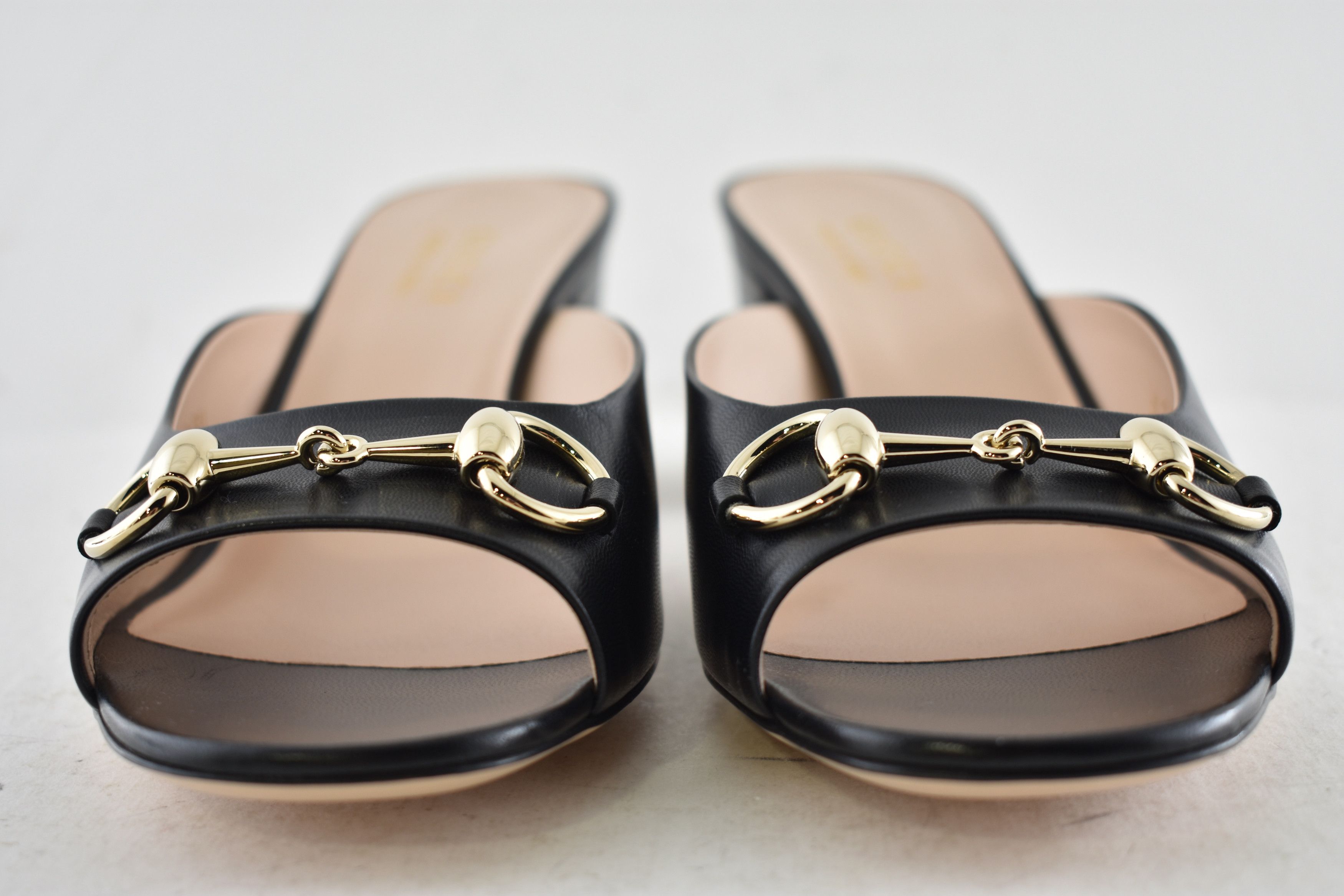 Gucci Gucci Lady Horsebit Leather Gold Block Heel Mule Sandal 37.5 Size US 7.5 / IT 37.5 - 11 Thumbnail