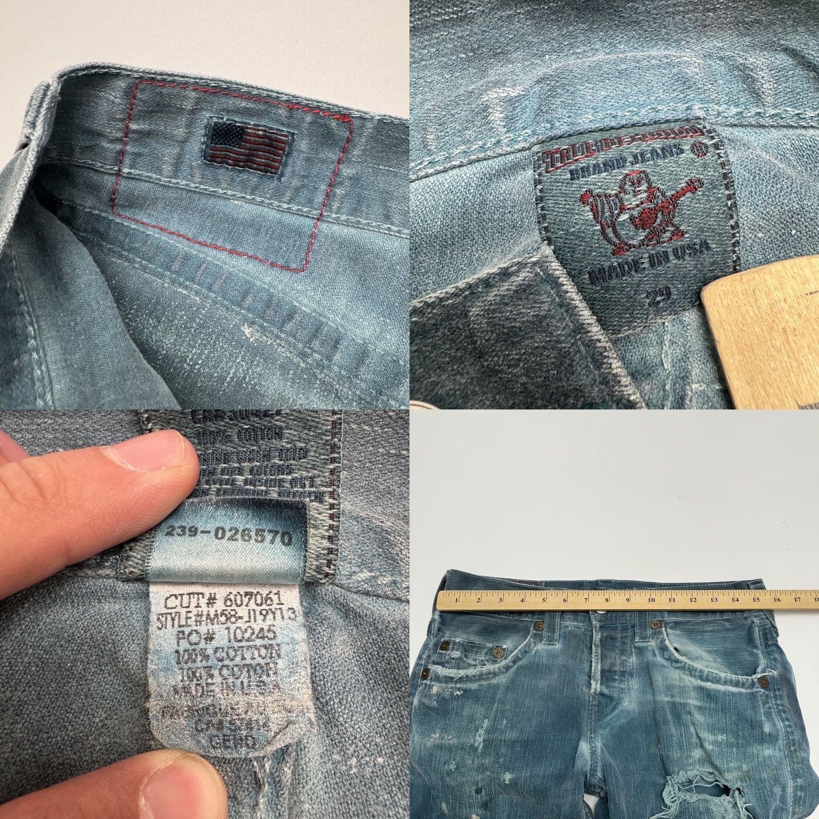 True Religion TRUE RELIGION Geno Jeans Straight Distressed USA 30x31 Mens Blue Size US 30 / EU 46 - 8 Thumbnail