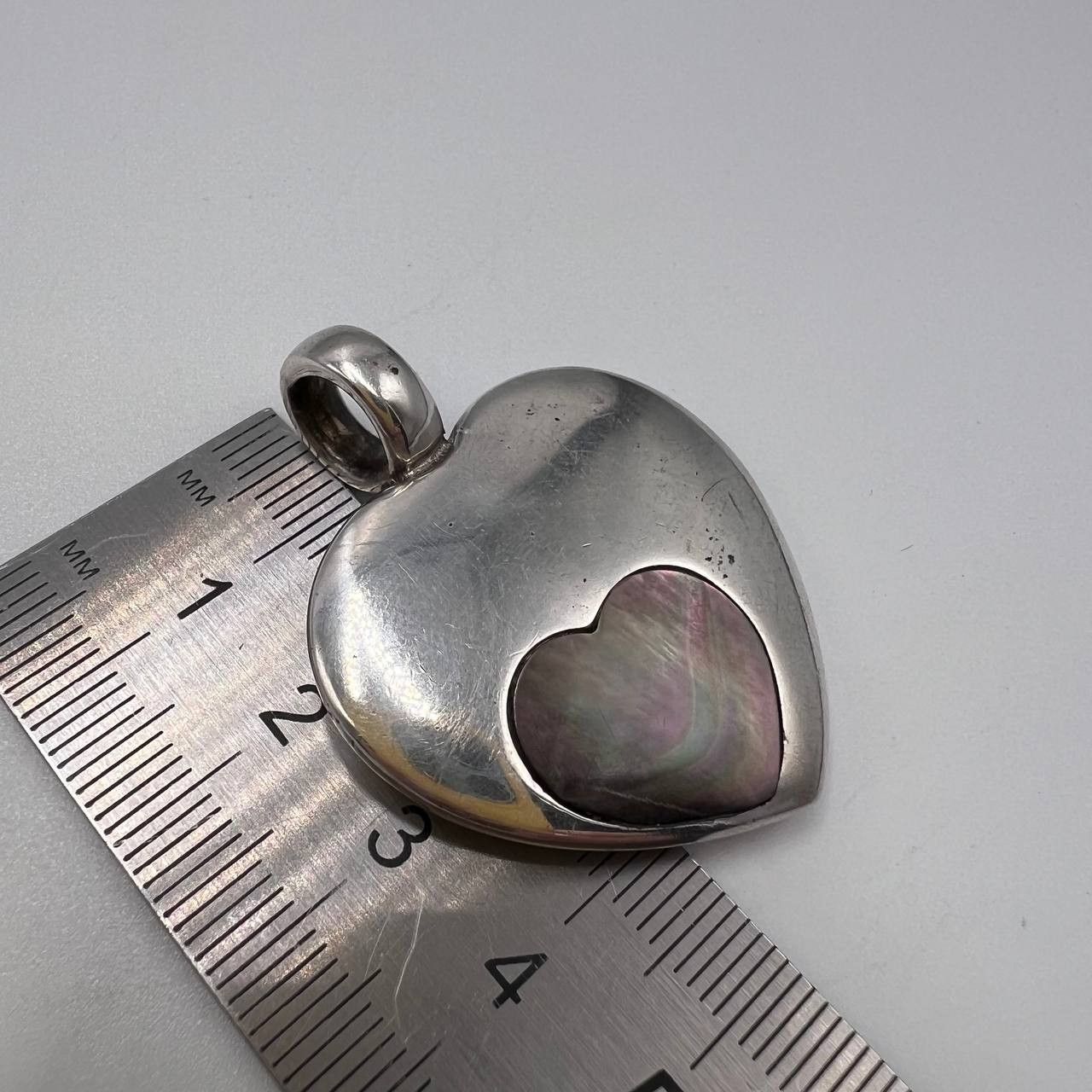 Sterling Silver Vintage Sterling Silver 925 Abalone Pendant Heart 22.5g Size ONE SIZE - 4 Thumbnail