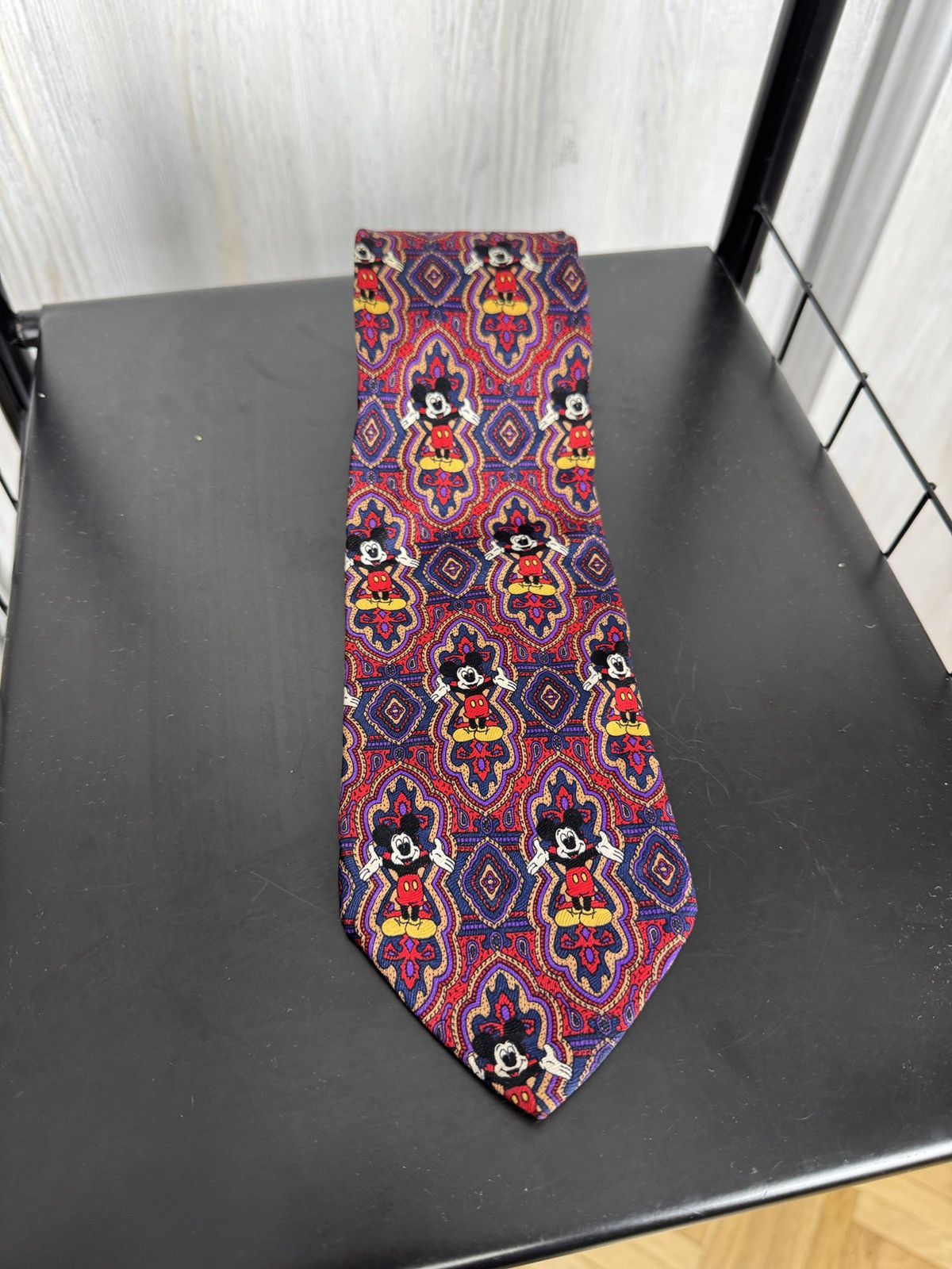 Mickey Mouse VINTAGE 80s 90s Mickey Mouse Logo Paisley DISNEY Silk TIE Size ONE SIZE - 2 Thumbnail