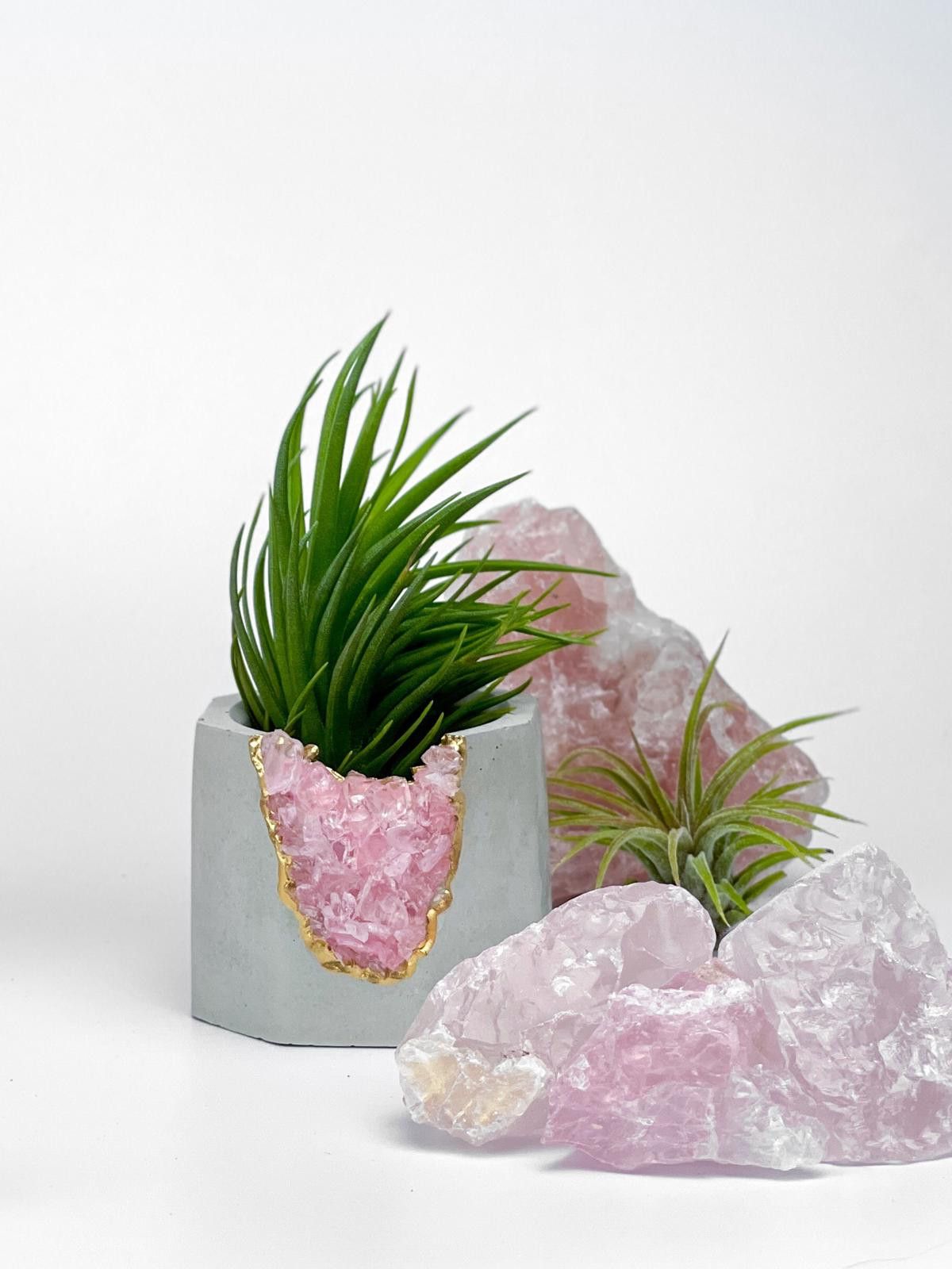 Other Rose Quartz Crystal Planter Concrete Geode Air Plant Holder Size ONE SIZE - 9 Thumbnail