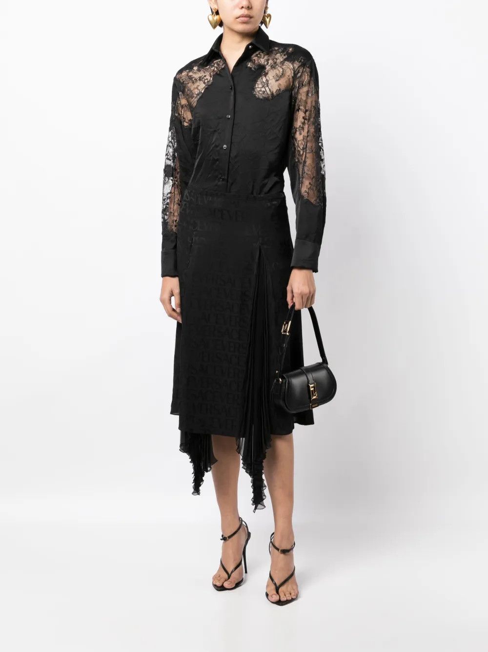Versace o1y0226 Solid Color Shirt in Black Size S / US 4 / IT 40 - 2 Thumbnail