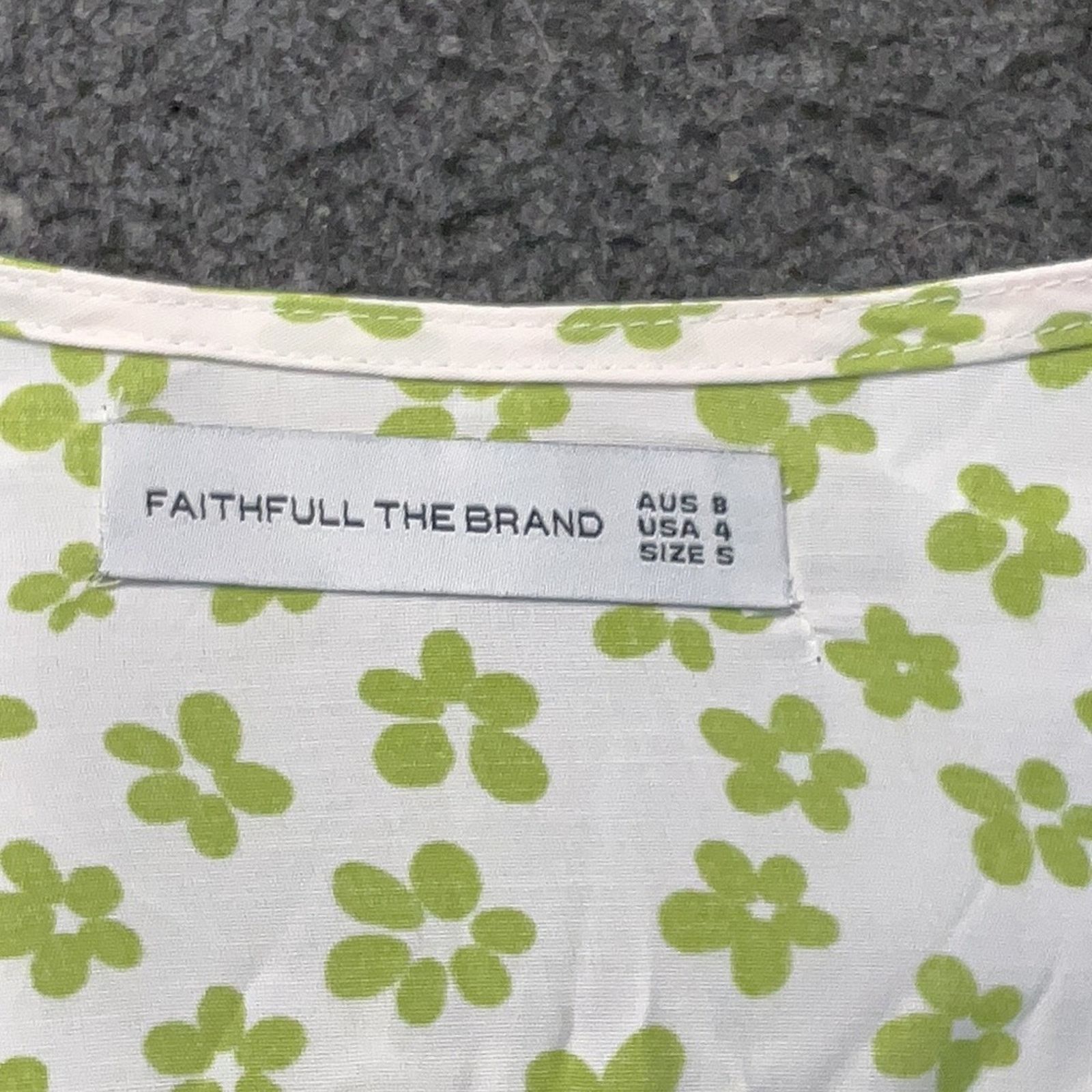 FAITHFULL Faithfull the Brand Penne Mini Dress - Size 4 - White/Green Size S / US 4 / IT 40 - 8 Thumbnail