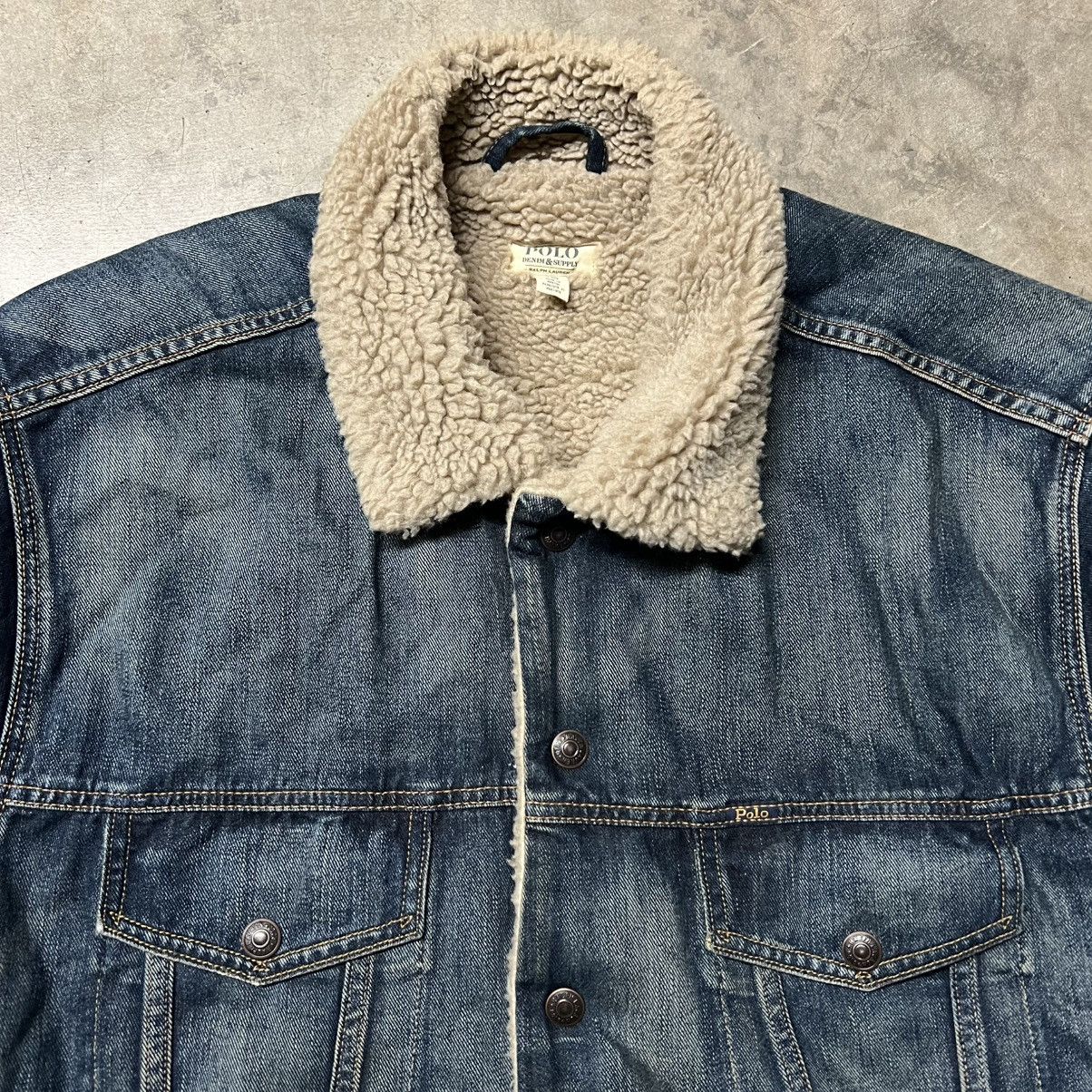 Denim & Supply Ralph Lauren × Polo Ralph Lauren × RRL Ralph Lauren Vintage 2000’s Polo Denim & Supply Sherpa-Lined Denim Jacket Size US XXL / EU 58 / 5 - 4 Thumbnail