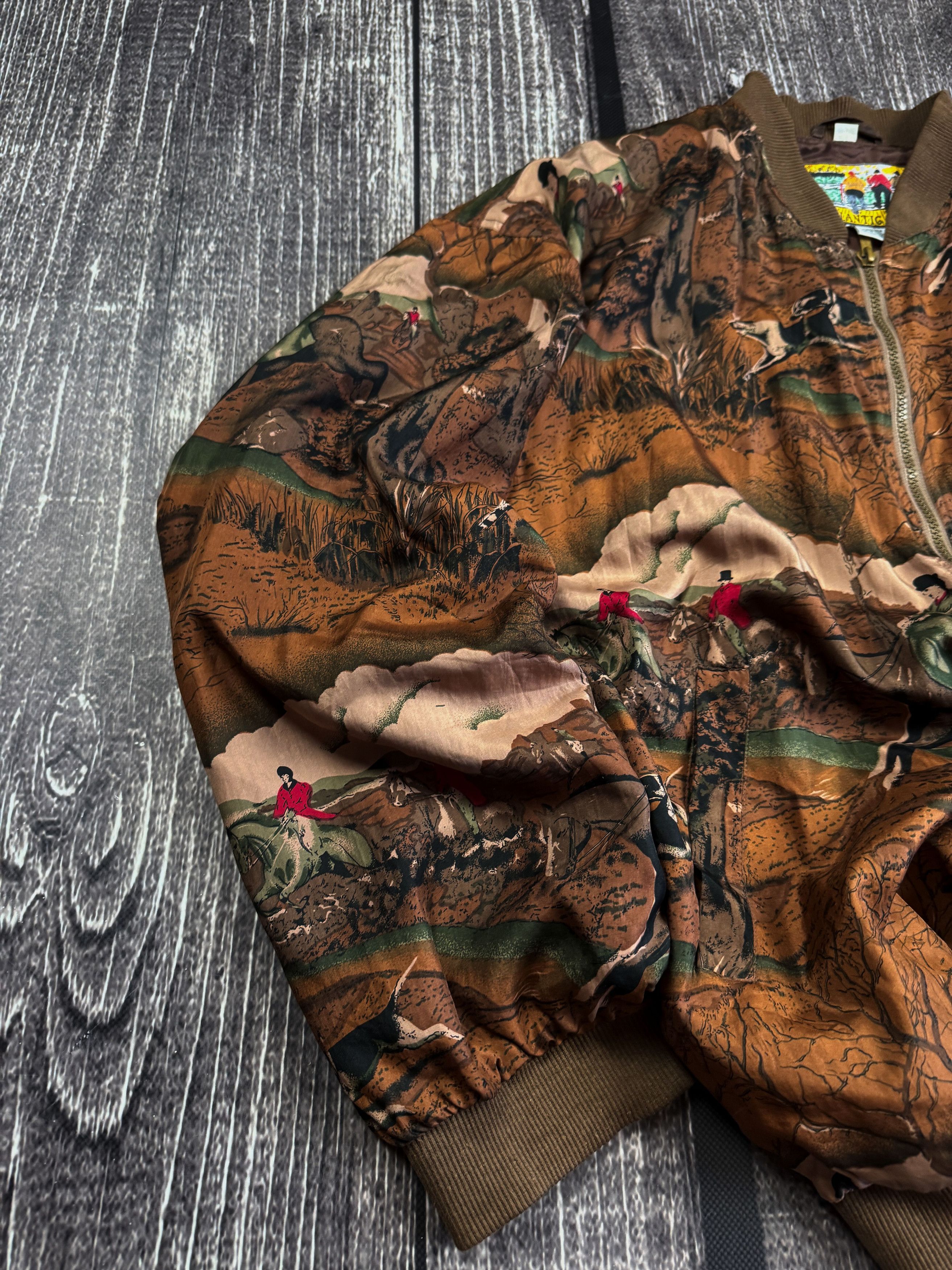 Vintage ITALIAN Kapital Dolce Gabbana Style Silk Bomber Jacket 90s Size US XL / EU 56 / 4 - 4 Thumbnail