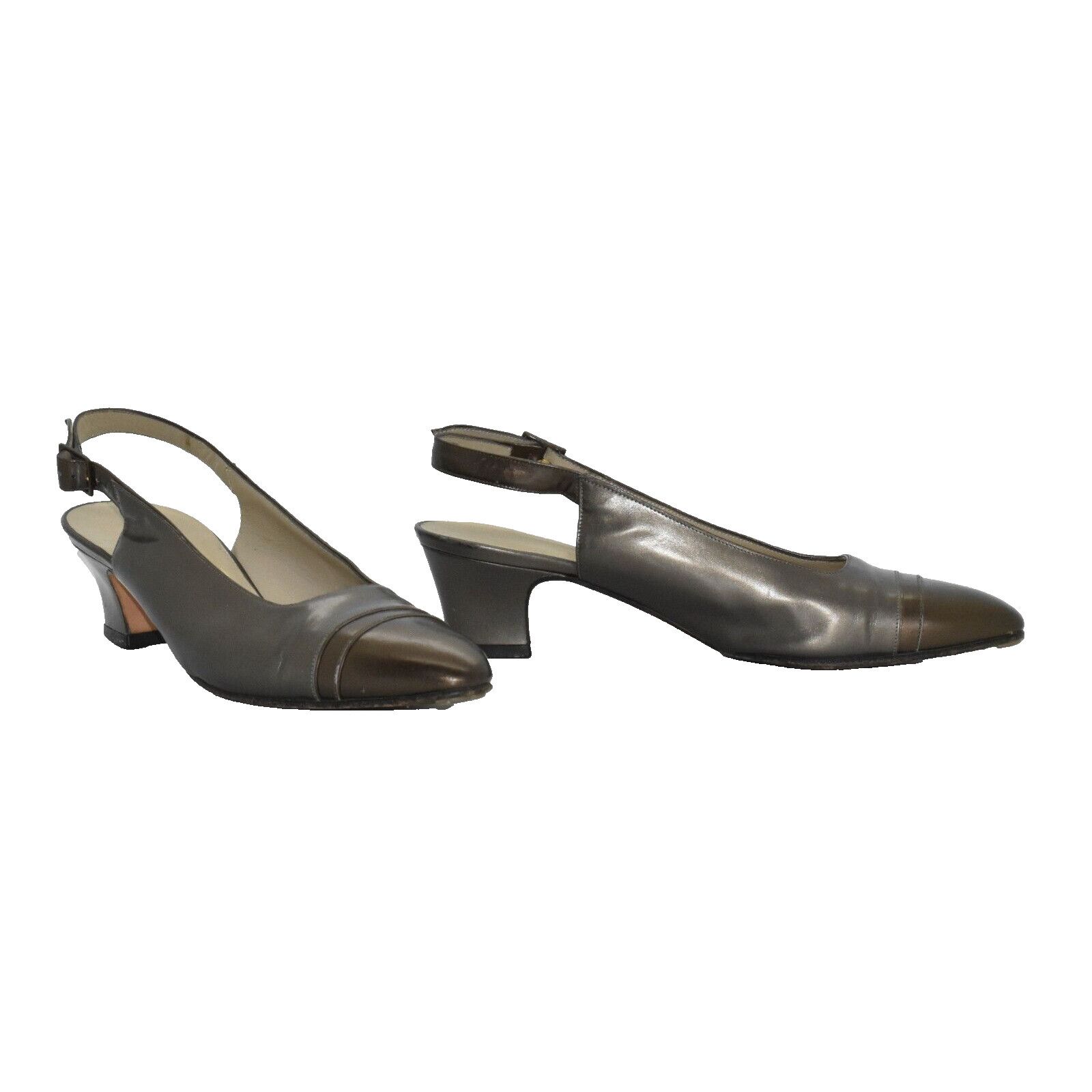 Salvatore Ferragamo SALVATORE FERRAGAMO Copper Cap Toe Heel Slingback Pump Sz 6B Size US 6 / IT 36 - 1 Thumbnail