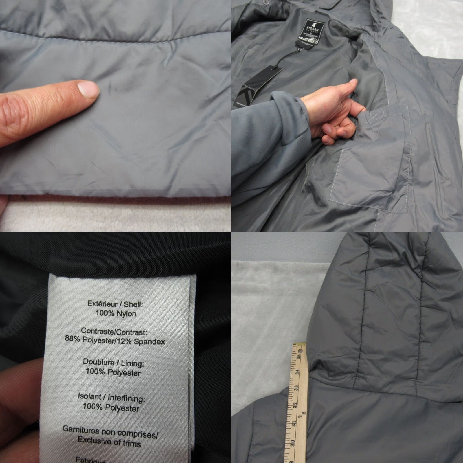 Kyodan Kyodan Outdoor Jacket Womens Large Gray Zip Hood Full Zip Puffer Hiking Camp NWD Size L / US 10 / IT 46 - 9 Thumbnail