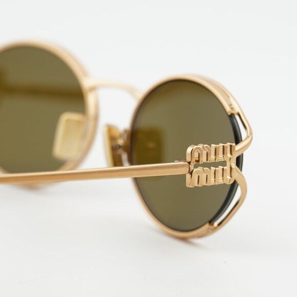 Miu Miu MU52YS 7OE01T Sunglasses Brass Gold Oval Frame  display picture 1