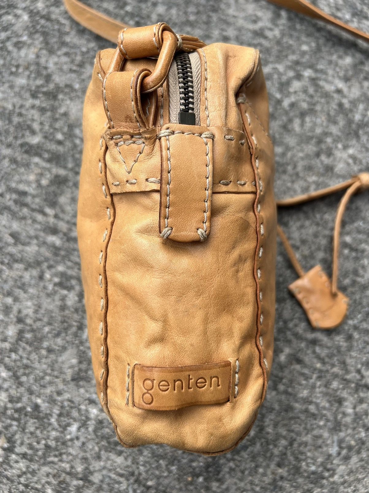 Leather Genten Japan Distressed Patina Leather Sling Bag Size ONE SIZE - 12 Thumbnail