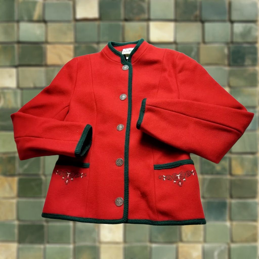 Vintage VINTAGE L.L. Bean Wool Coat Womens Medium 36 Red Austria Made in Austria Christmas Boys Girls Mens Womens Size XS / US 0-2 / IT 36-38 - 1 Thumbnail