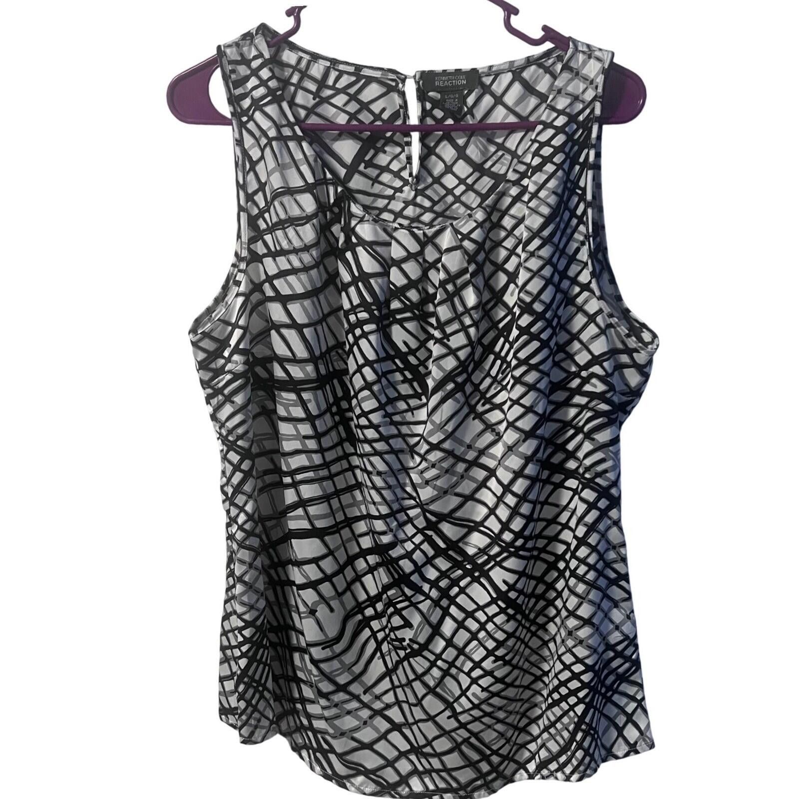 Other Kenneth Cole Reaction Womens Black White Abstract Large Size L / US 10 / IT 46 - 1 Thumbnail