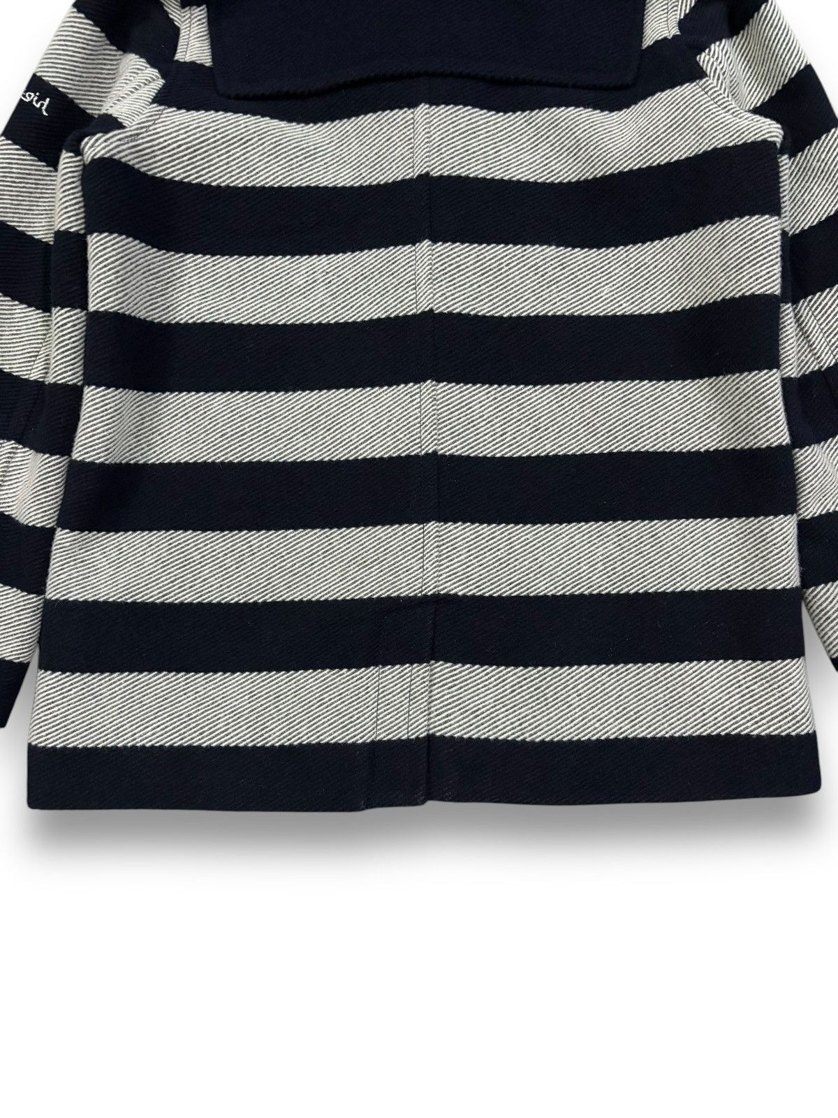 X-Girl X-Girl Navy & Grey Striped Wool Blend Hooded Duffle Jacket Size M / US 6-8 / IT 42-44 - 16 Thumbnail