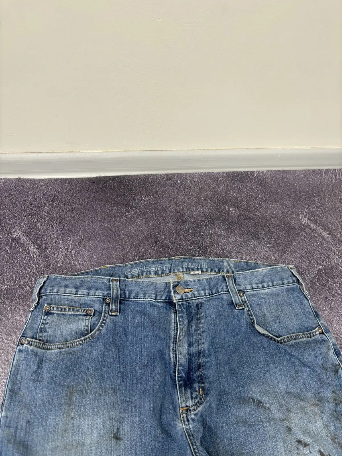Carhartt × Vintage Vintage Carhartt Faded Blue Relaxed Fit Painted Hype Jeans Size US 38 / EU 54 - 10 Thumbnail