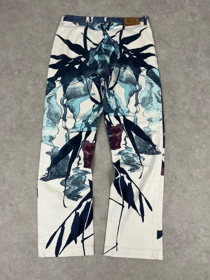 Just Cavalli 2000s Cavalli White Flowers Punk Navy Pants Size US 30 / EU 46 - 7 Thumbnail