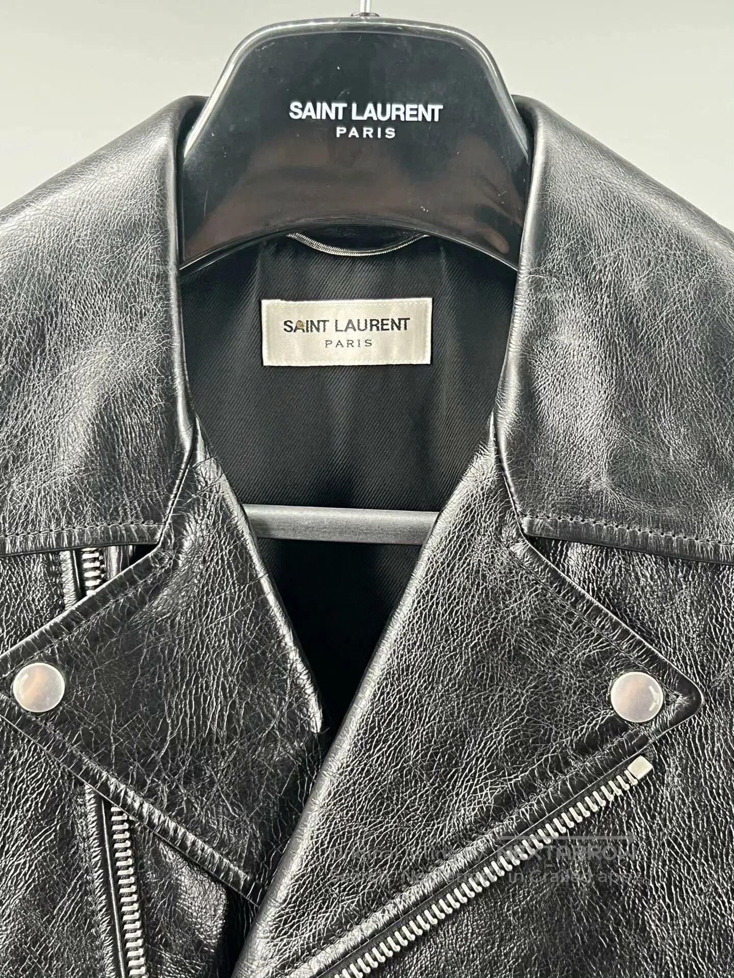 Yves Saint Laurent classic black leather biker jacket for men. Size US M / EU 48-50 / 2 - 2 Thumbnail