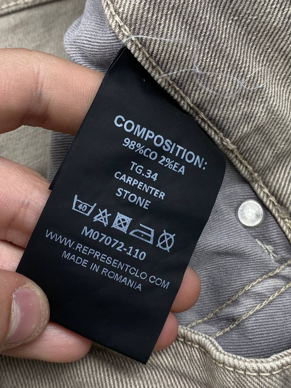 Represent Clo. Represent Carpenter Denim Jeans Men Size 34 Beige Size US 34 / EU 50 - 7 Thumbnail