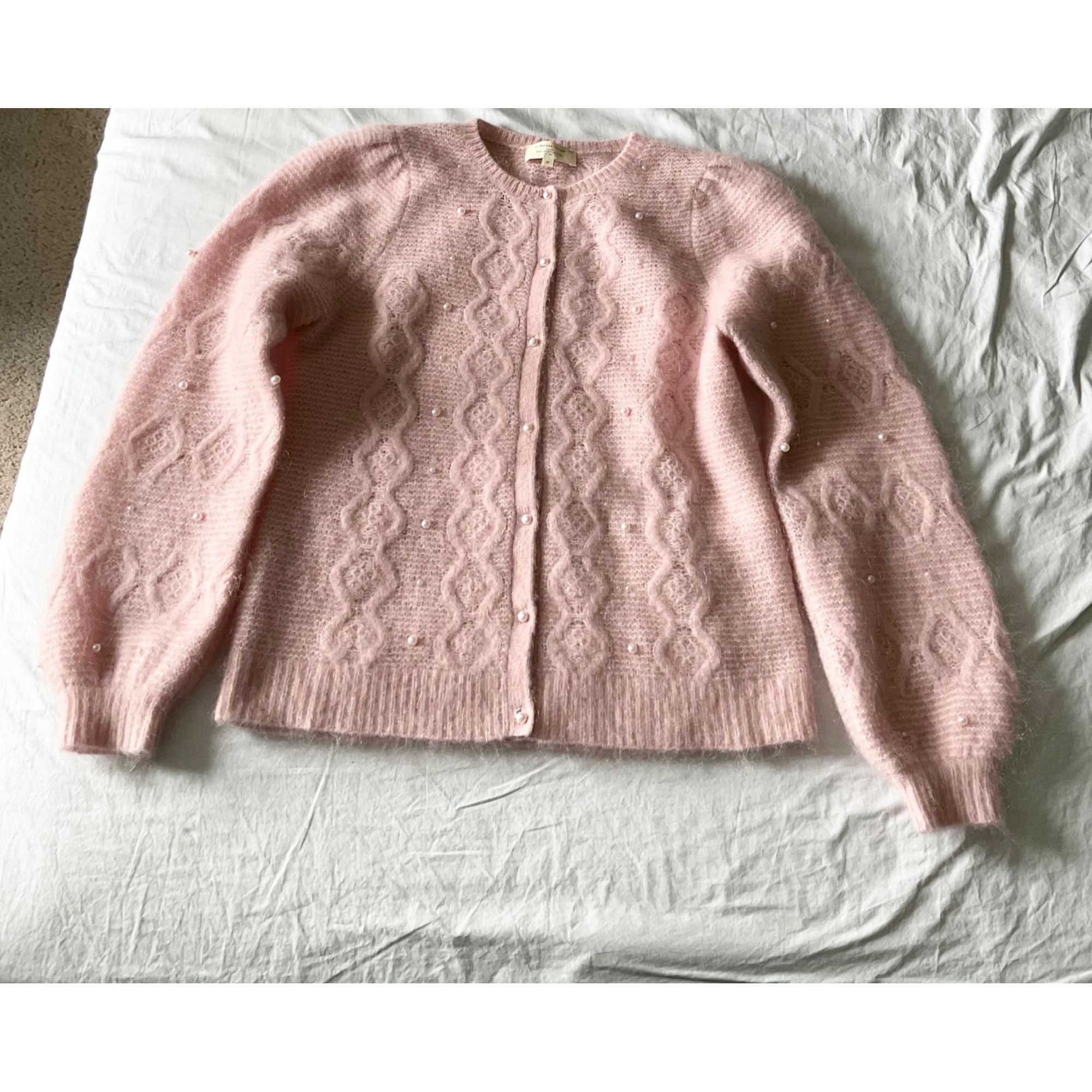 Sezane NWOT Sezane Nattie Cardigan Size M Powder Pink pearls bust36 Size M / US 6-8 / IT 42-44 - 2 Thumbnail