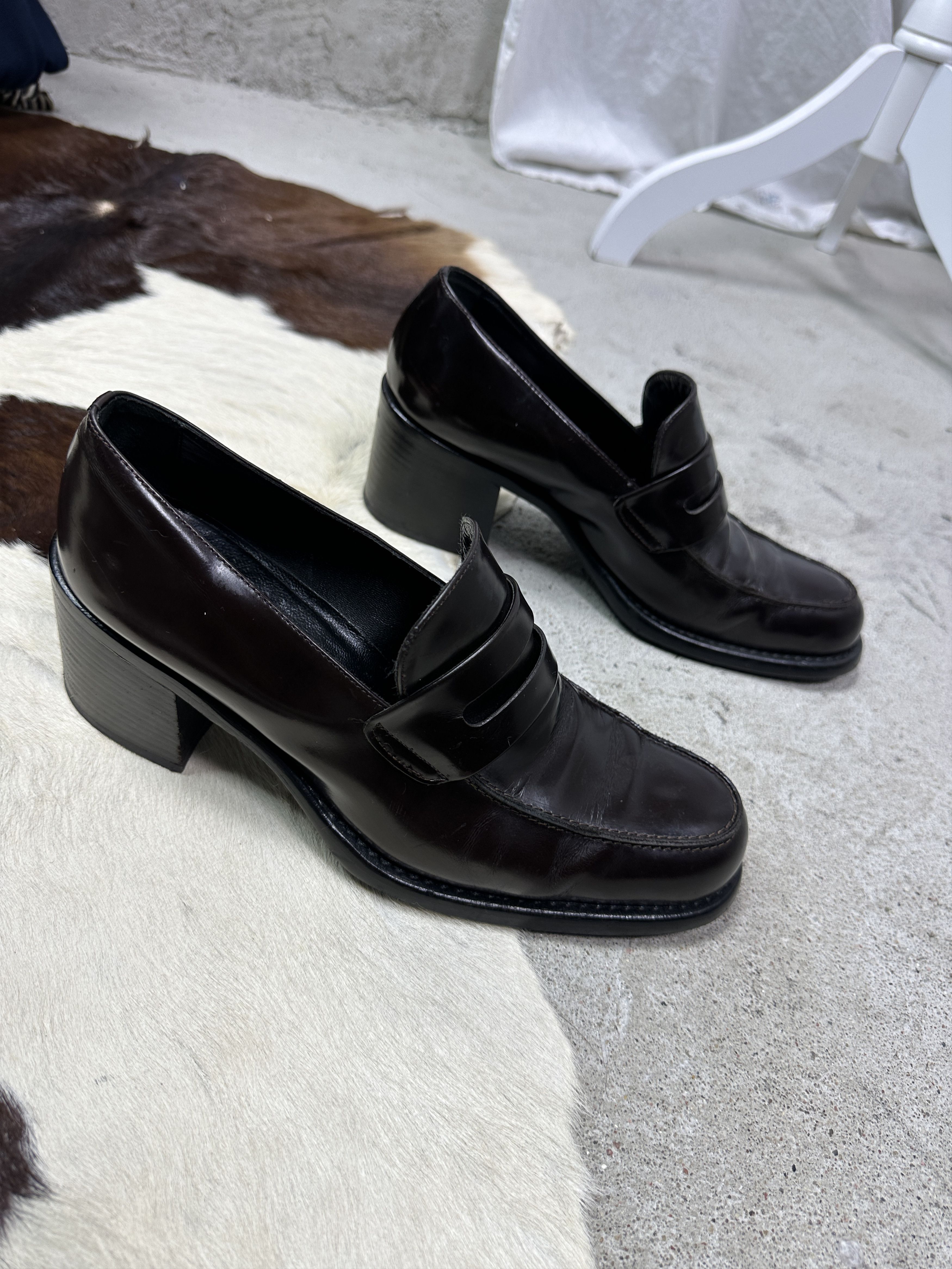 Vintage Vintage Avant Garde Leather Moccasins Heels Y2K Size US 10 / IT 40 - 1 Thumbnail