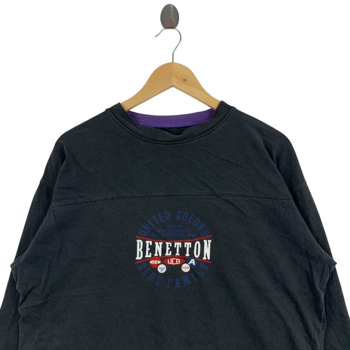 Benetton Vintage BENETTON BLUE FAMILY Italy Ucob Long Sleeve Tshirt Size US M / EU 48-50 / 2 - 2 Thumbnail