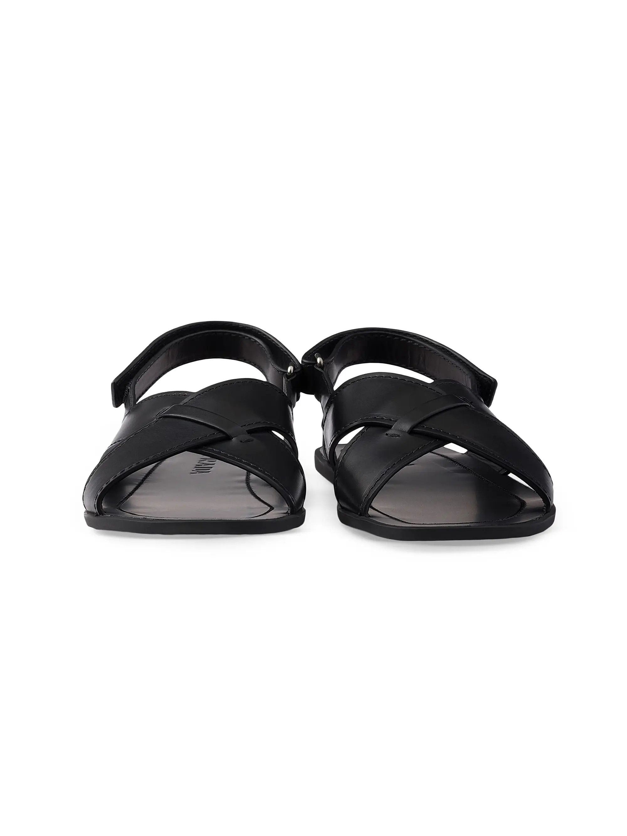 Prada o1mt1gz0526 Decò Leather Crisscross Sandals in Black Size US 10 / EU 43 - 2 Thumbnail