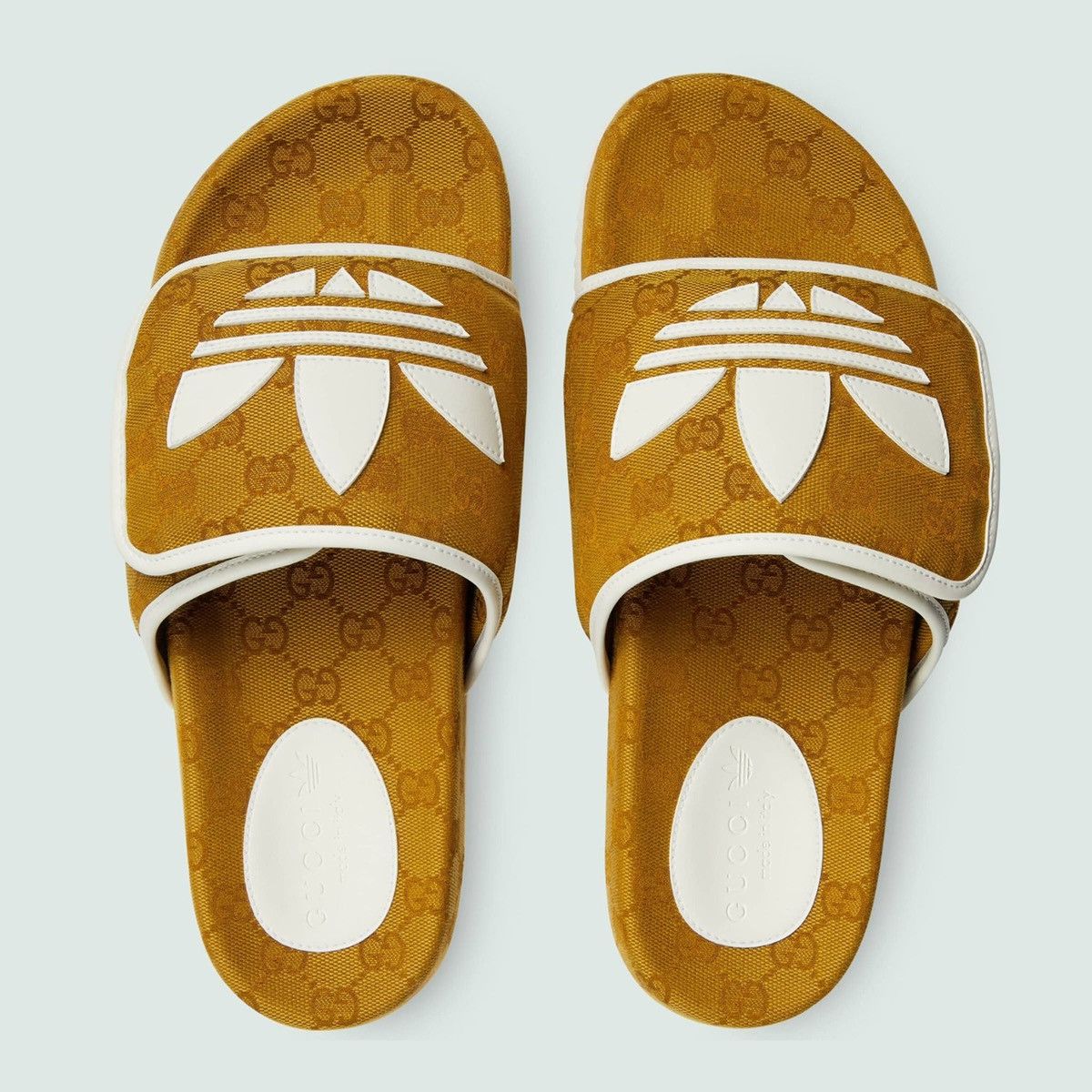 image of X Adidas Logo GG Platform Monogram Beach Sandals Slides in Green, Men's (Size 7)