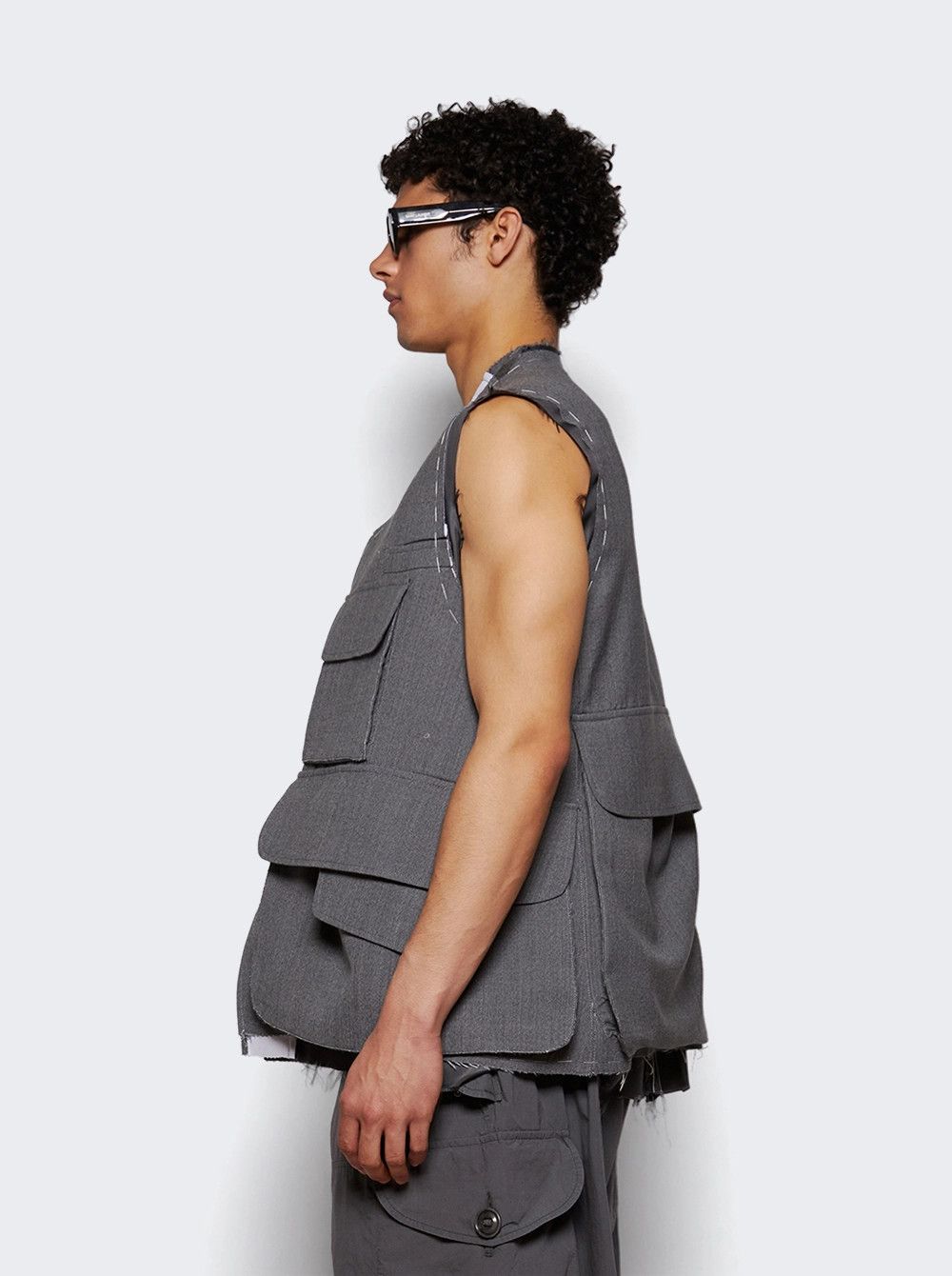 Maison Margiela o1w1db10526 Cargo Vest in Grey Melange Size US XL / EU 56 / 4 - 3 Thumbnail