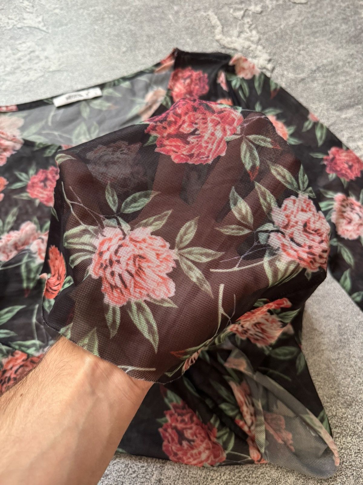 Japanese Brand × Jean Paul Gaultier Mesh top long sleeve flowers🌺 motive like Jean Paul Gaultier Size L / US 10 / IT 46 - 5 Thumbnail