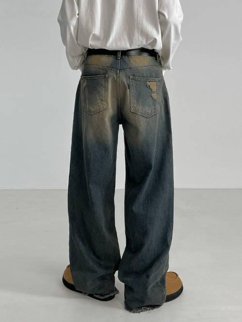 Japanese Brand × Jean Men's loose distressed washed jeans y2k Size US 32 / EU 48 - 4 Thumbnail