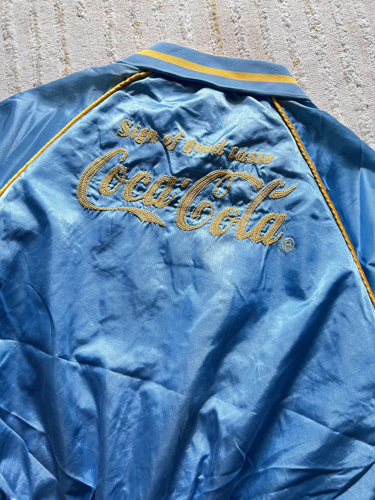 Coca Cola × Vintage Vtg Coca Cola Light Blue Embroided Satin Jacket Size US M / EU 48-50 / 2 - 7 Thumbnail