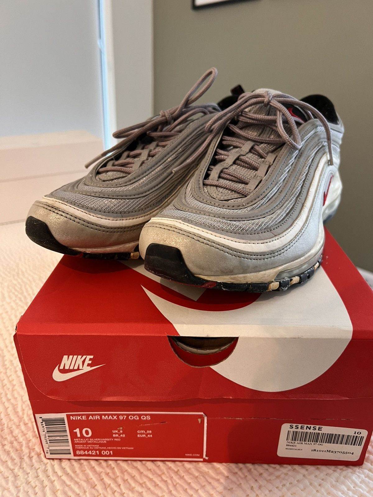 Nike NIKE AIR MAX 97 OG - SILVER BULLET Size US 10 / EU 43 - 2 Thumbnail