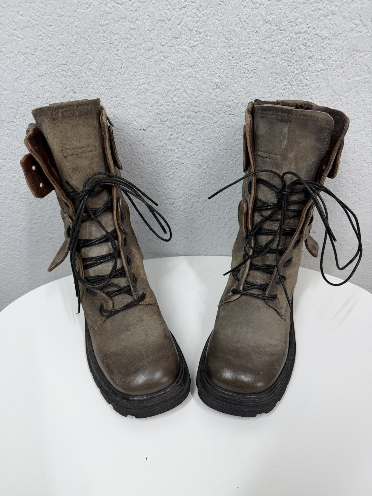 If Six Was Nine AS 98 Vibe Artisan Brown Leather Side Zip Ankle Biker Boots Size US 7.5 / EU 40-41 - 7 Thumbnail