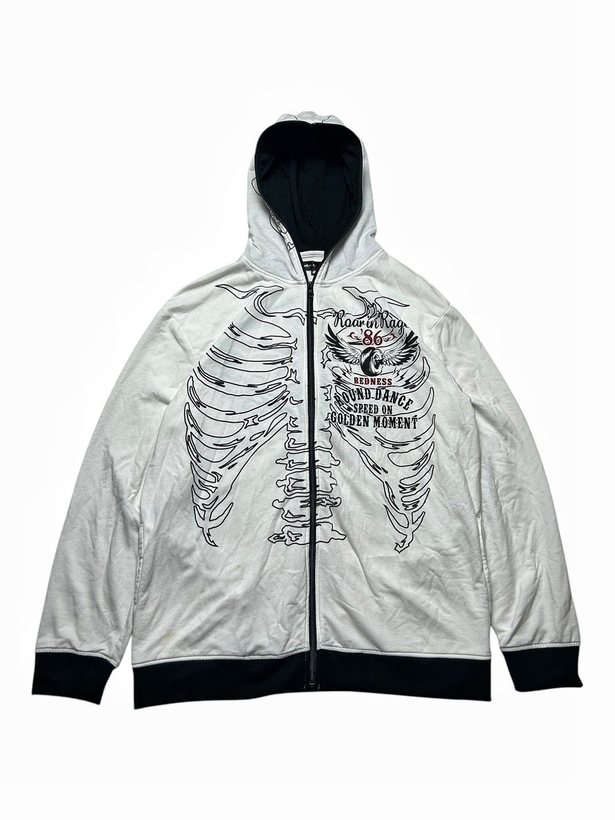 Japanese Brand Skull Skeleton Hoodies Sweathirt Roarin Rage 86 Redness Size US L / EU 52-54 / 3 - 3 Thumbnail