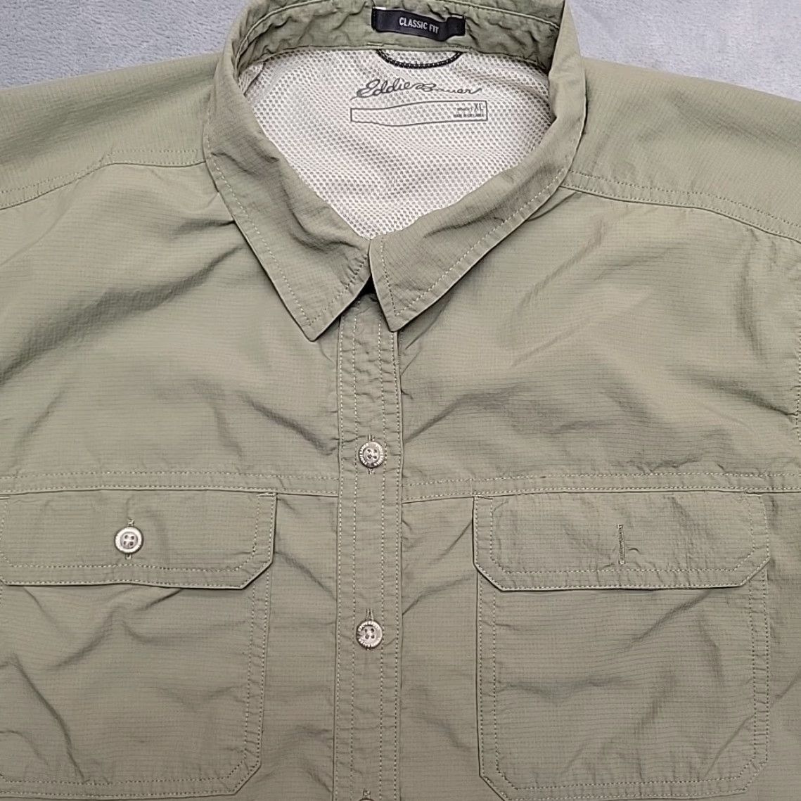 Eddie Bauer Eddie Bauer Shirt Women XL Green Vented Nylon Fishing Hiking Gorp Core Outdoors Button-Up Short Sleeve Casual Outdoor Nature UV Protection Pockets Size XL / US 12-14 / IT 48-50 - 2 Thumbnail
