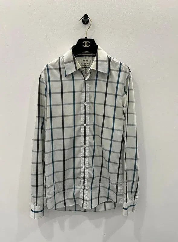 Acne Studios Acne Studios White Checked Long Sleeve Shirt. Size US S / EU 44-46 / 1 - 1 Thumbnail