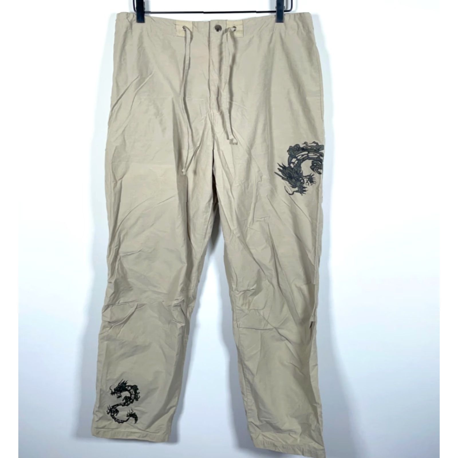 Vintage VINTAGE Utility Pants Baggy Fit Dragon Print Beige 36 x 30 Men's Size US 37 - 2 Thumbnail