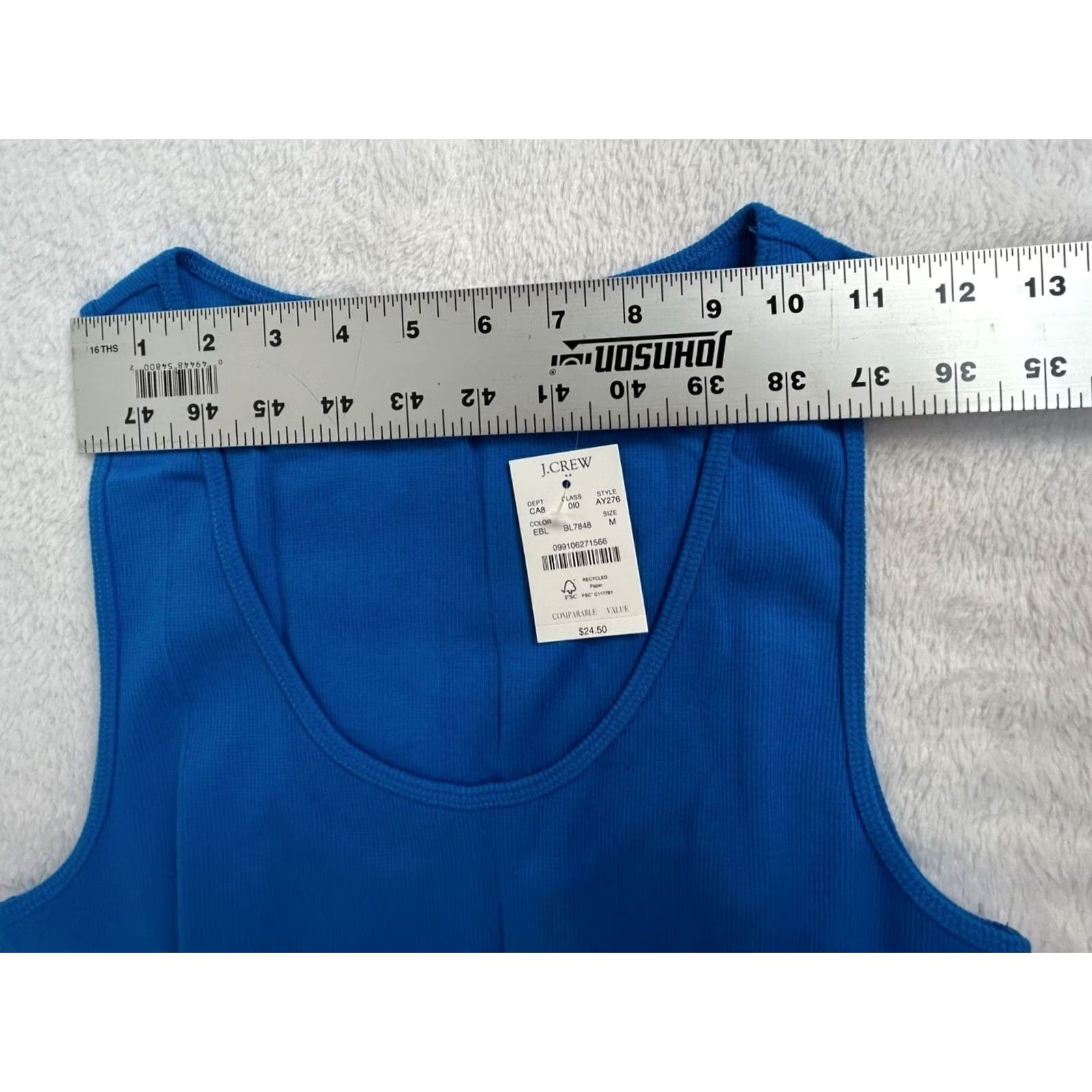 J.Crew J.Crew Women's Ribbed Cotton Tank Top Medium Blue AY276 Scoop Neck Casual New Tank Top Size M / US 6-8 / IT 42-44 - 4 Thumbnail