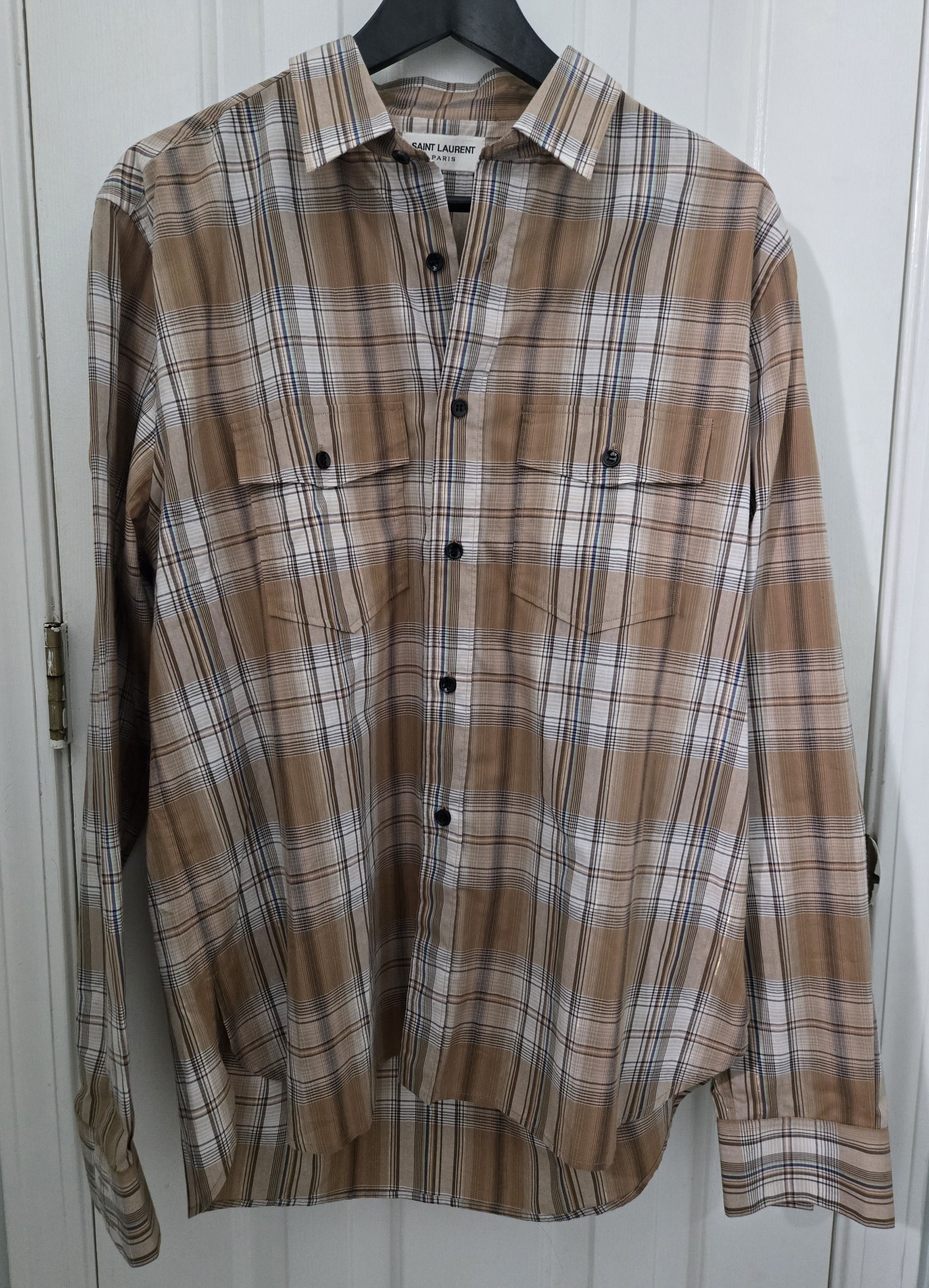 Hedi Slimane Era Plaid SLP Button-up Dress Shirt