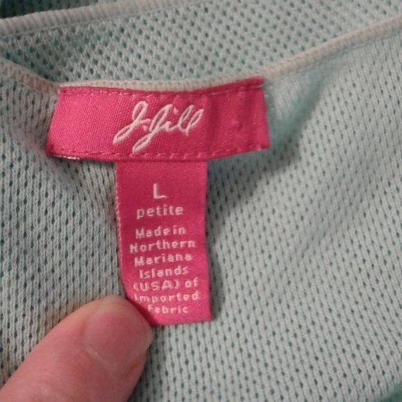 J. Jill J.Jill L Womens Petite Long Sleeve Mint Green Top Size L / US 10 / IT 46 - 8 Thumbnail