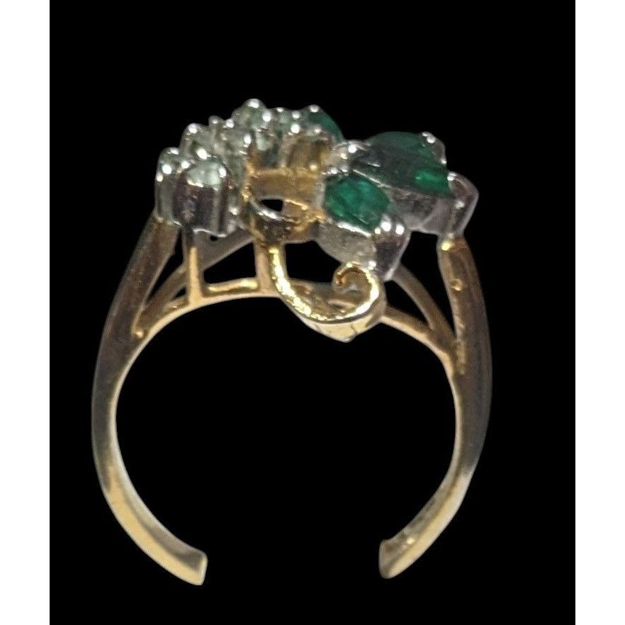 Other Vintage Faux Emerald And Diamond 14kt Gold Plated Floral Rin Size ONE SIZE - 11 Thumbnail