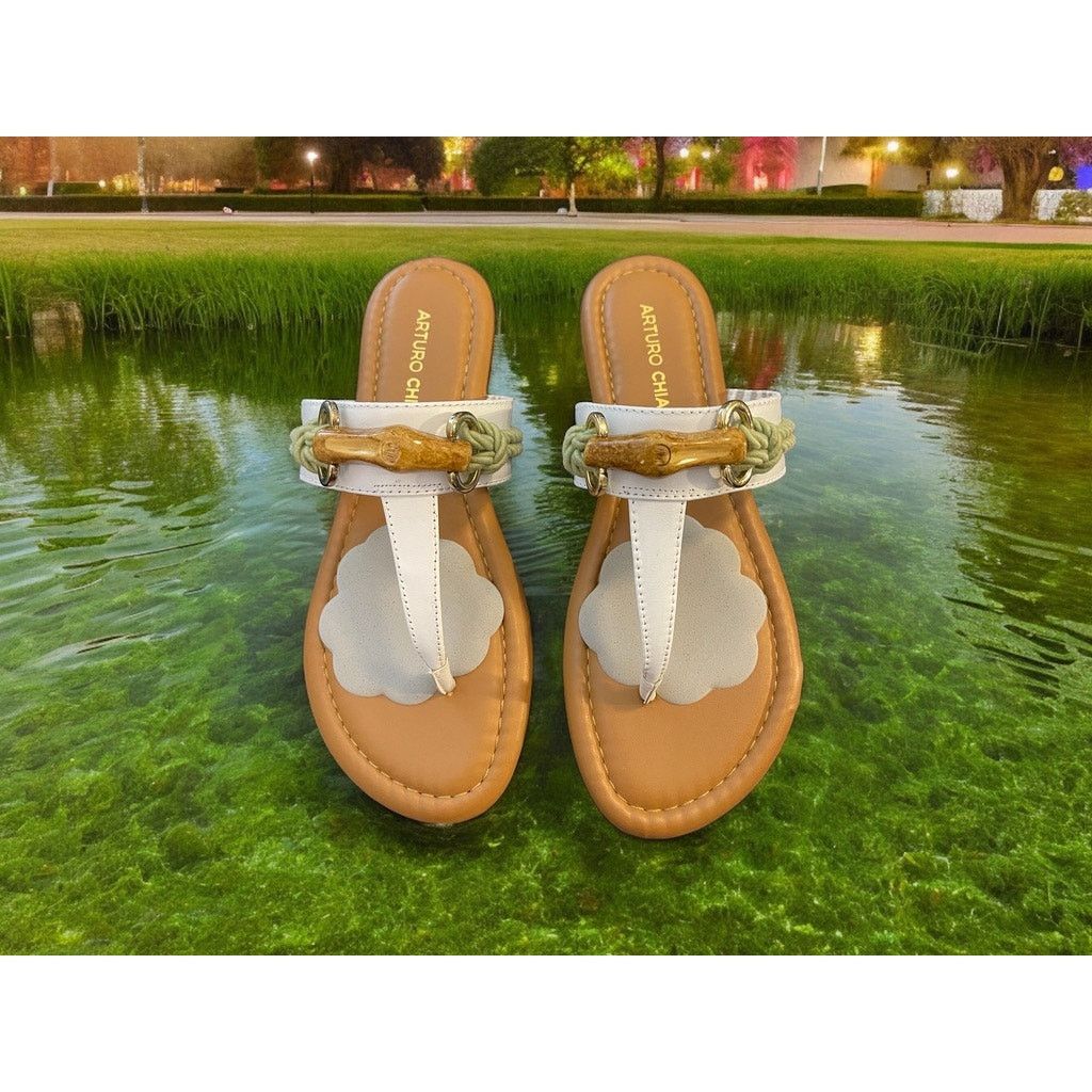 Unknown London Arturo Chiang Sandals Sz 6.5 Ivory White Rope Leather Thong Size US 6.5 / IT 36.5 - 3 Thumbnail