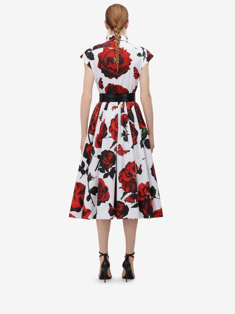 Alexander McQueen o1srvl11e0326 Tudor Rose Flared Shirt Dress in Multicolor Size M / US 6-8 / IT 42-44 - 4 Thumbnail