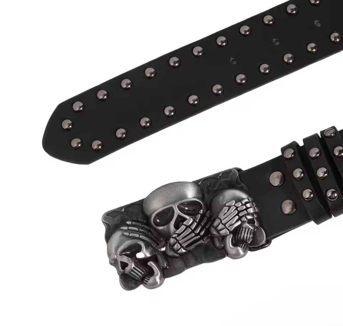 Japanese Brand Unisex Trendy Gothic Punk Skulls Buckle Belt Size 32 - 3 Thumbnail